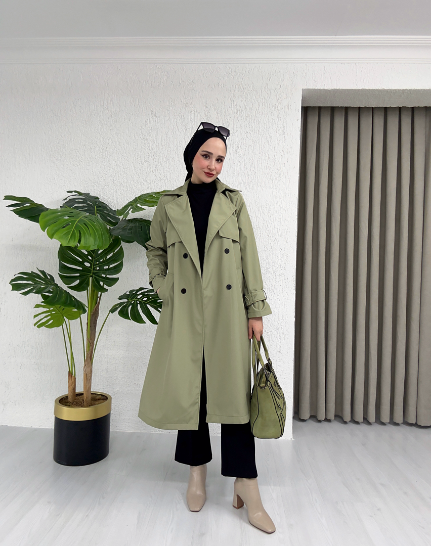 KUŞAKLI KOL APOLET DETAYLI TRENÇKOT