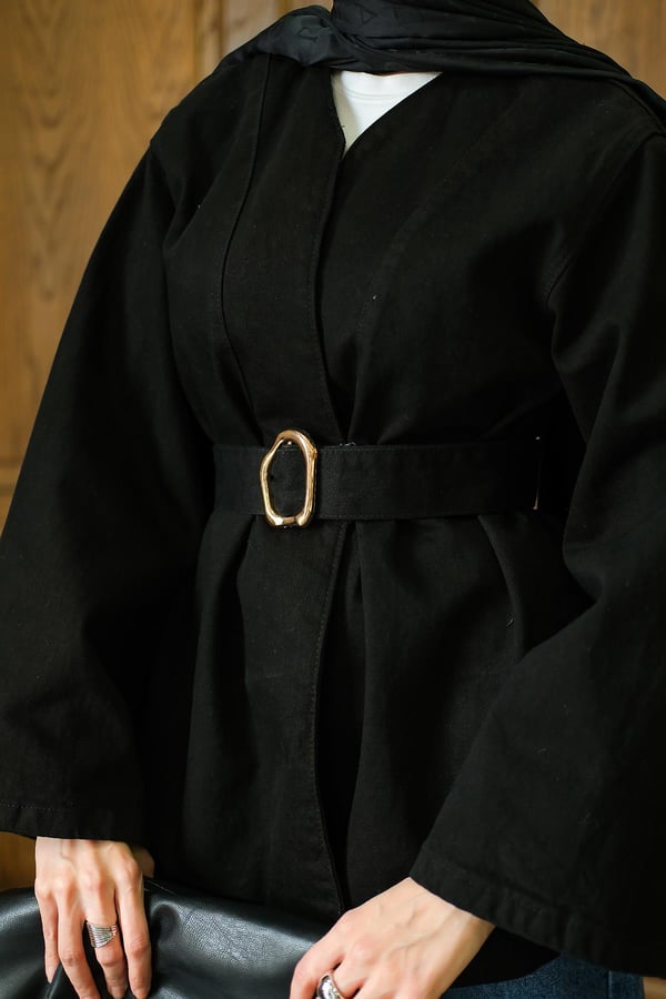 Kuşak  Toka Detaylı kot Kimono