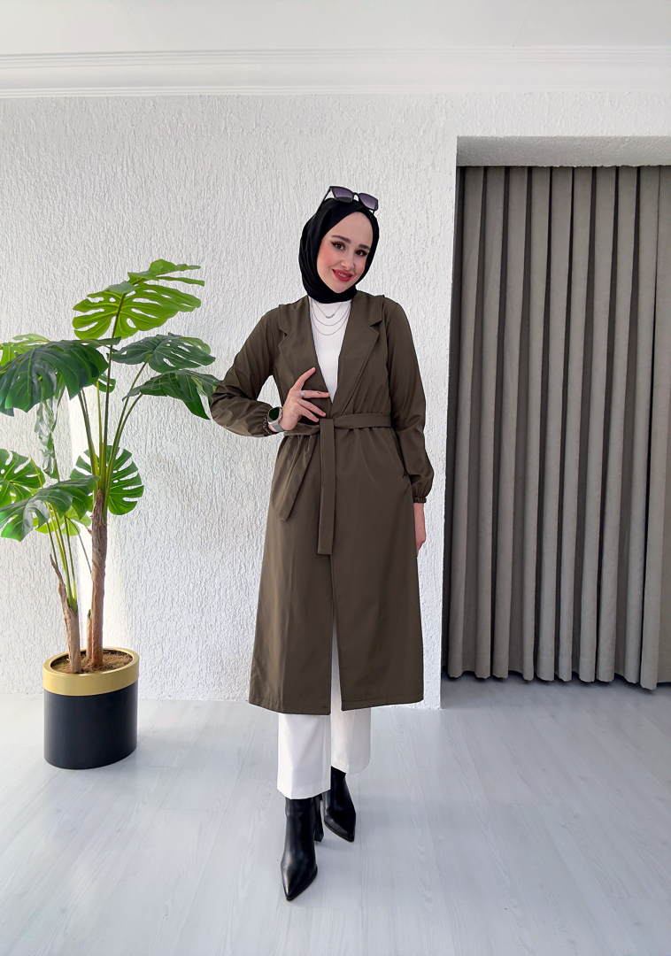 KOL LASTİKLİ KUŞAKLI TRENÇKOT