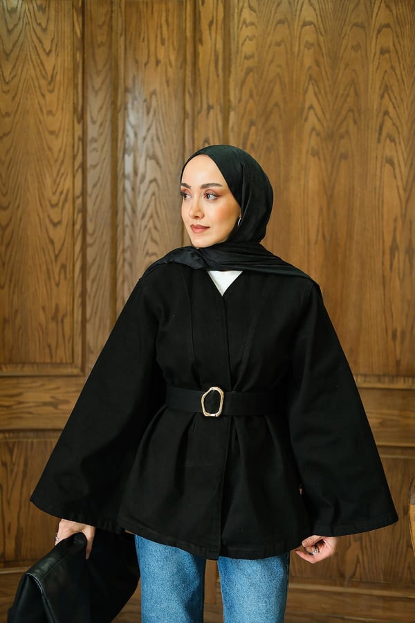 Kuşak  Toka Detaylı kot Kimono